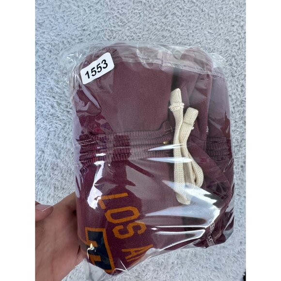 True Religion Mens XXL Maroon Hoodie Jacket Flatlock Zip LA 1956 Captain Graphic - Picture 15 of 15